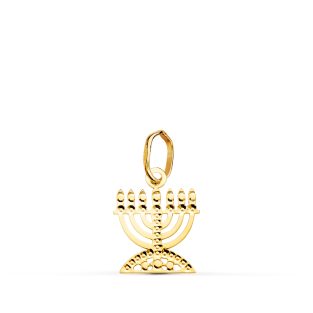 18K COLGANTE " MENORAH " CANDELABRO DE LOS 7 BRAZOS TALLADO 12 X 10 MM