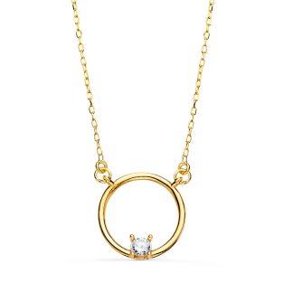 18K GARGANTILLA ORO AMARILLO MOTIVO REDONDO CON CIRCONITA. ANCHO: 12MM CADENA: 40 2 CM