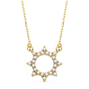 18K GARGANTILLA ORO AMARILLO COLGANTE SOL 14MM CADENA FORZADA 42 5 CM