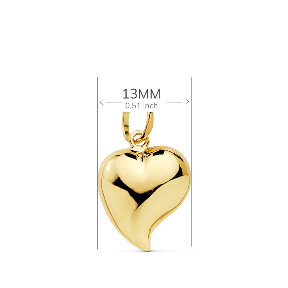 18K COLGANTE ORO AMARILLO CORAZON LISO 13X12 MM - Imagen 2