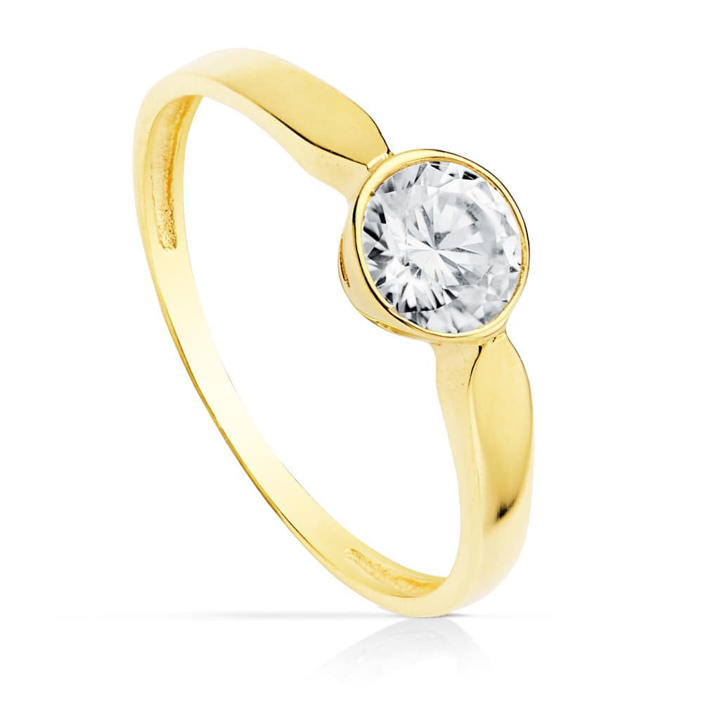 18K SOLITARIO ORO AMARILLO CIRCONITA 5.5 MM