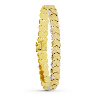 18K PULSERA ORO BICOLOR ESTAMPACION 20.5CM
