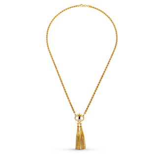 18K GARGANTILLA ORO AMARILLO ESMERALDA CORDON 50CM