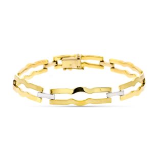 18K PULSERA ORO BICOLOR MATE Y BRILLO