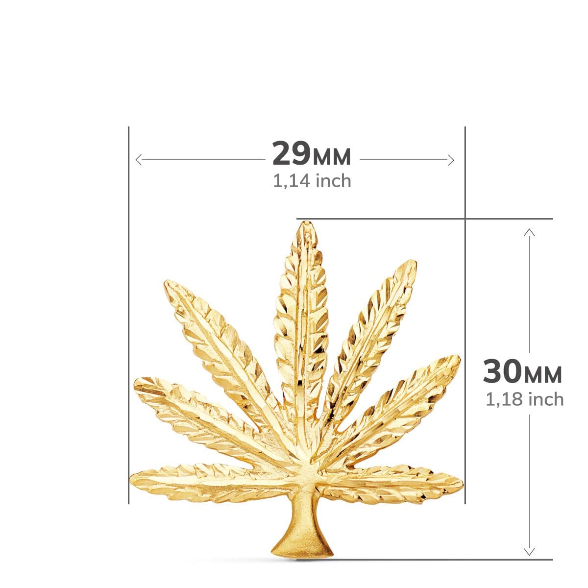 18K COLGANTE ORO AMARILLO MARIHUANA TALLADA 30X28 MM - Imagen 2