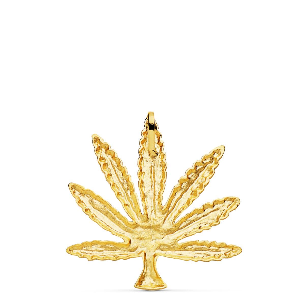 18K COLGANTE ORO AMARILLO MARIHUANA TALLADA 30X28 MM - Imagen 3