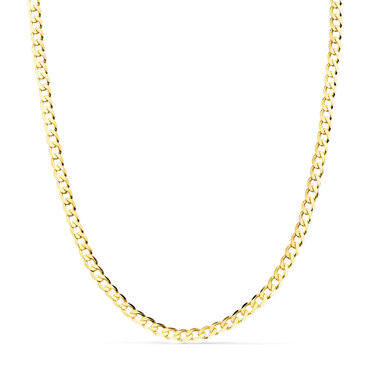 18K CADENA ORO AMARILLO BARBADA MACIZA LARGO 60 CM ANCHO 3 MM