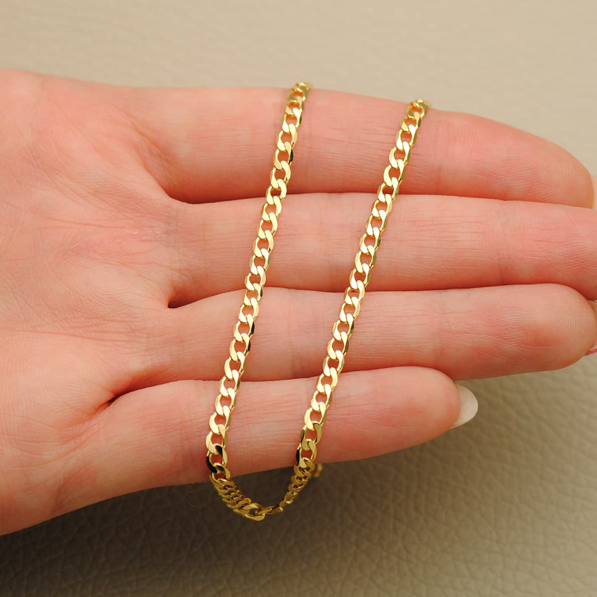 18K CADENA ORO AMARILLO BARBADA MACIZA LARGO 60 CM ANCHO 3 MM - Imagen 3