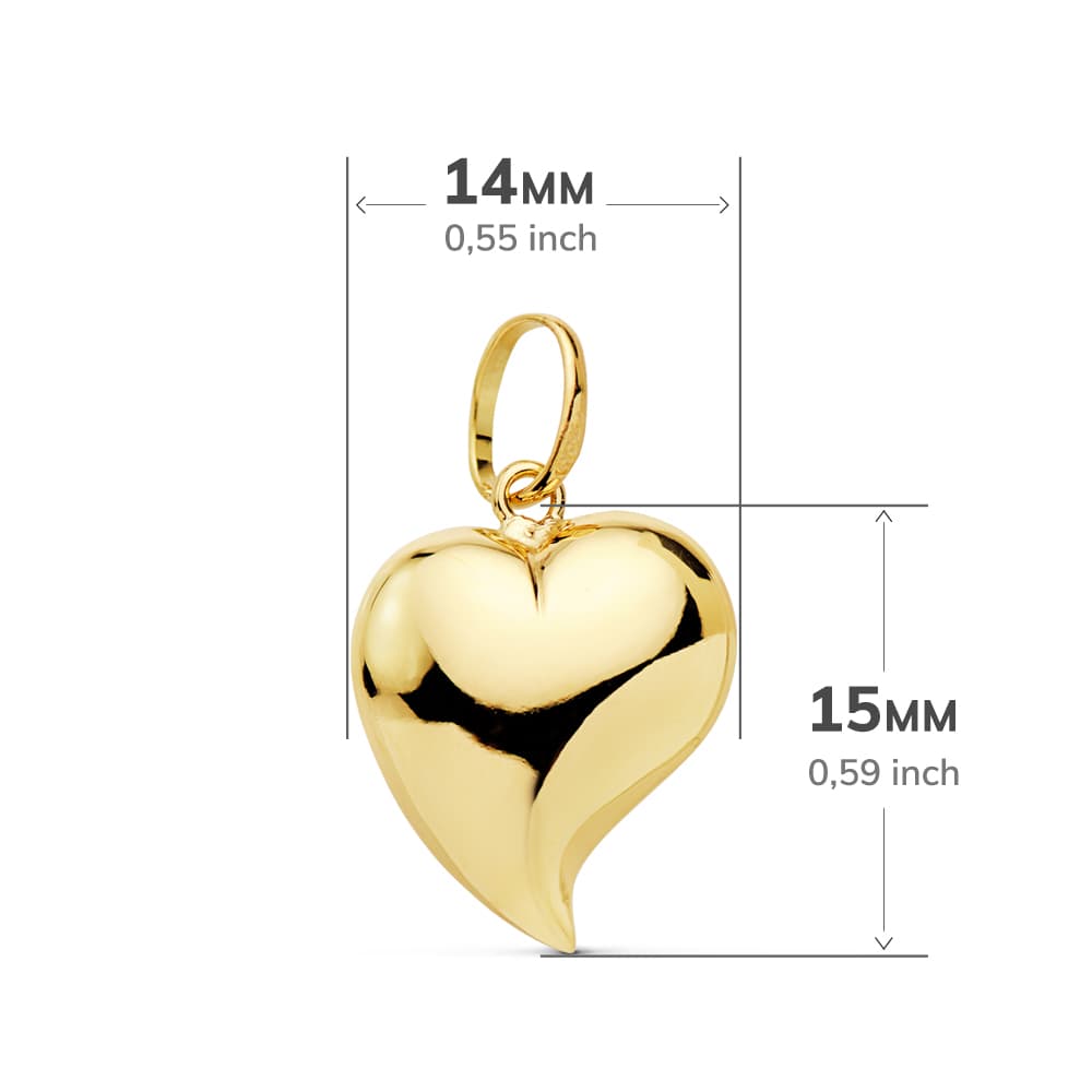 18K COLGANTE ORO AMARILLO CORAZON LISO 15X14 MM - Imagen 2