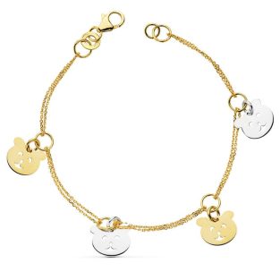 18K PULSERA BICOLOR OSO S 19.5 CM