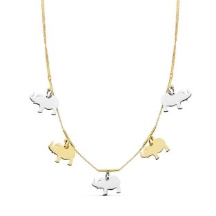 18K GARGANTILLA BICOLOR ELEFANTES 42CM