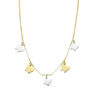 18K GARGANTILLA BICOLR MARIPOSAS 42CM