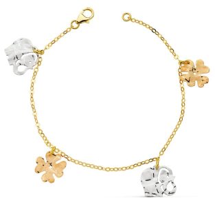 18K PULSERA TRICOLOR FETICHES 17CM 4.10 GR