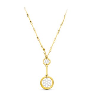 18K GARGANTILLA ORO BICOLOR CIRCULOS Y FLOR 45 CM