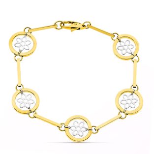 18K PULSERA ORO BICOLOR CALADOS ANCHO 14 MM LARGO 19 CM