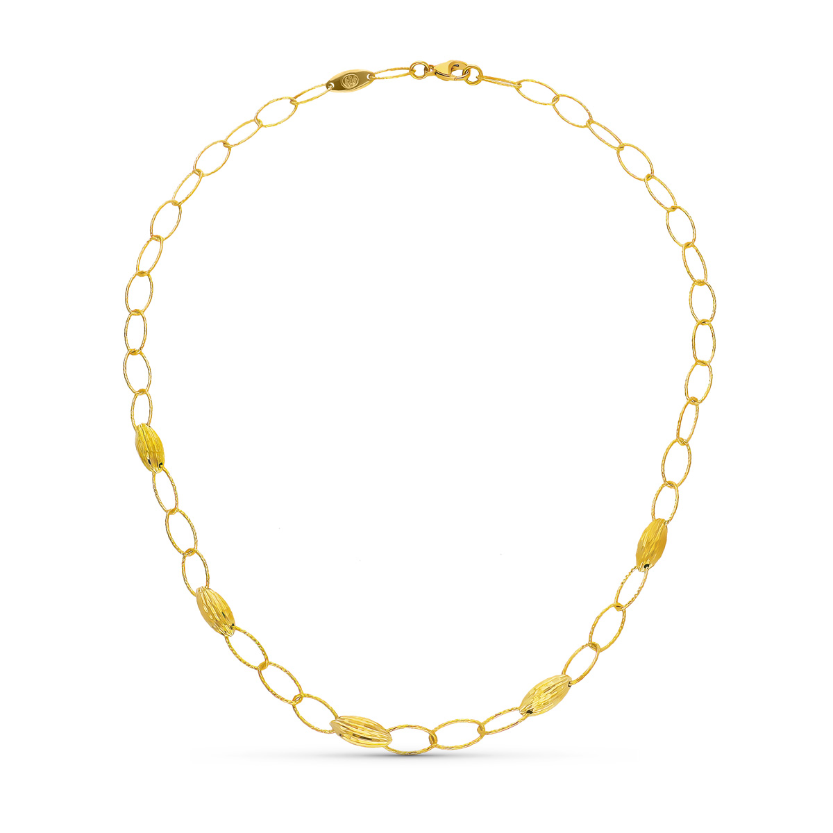 18K GARGANTILLA ORO AMARILLO MOTIVOS Y ESLABONES