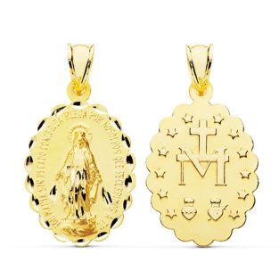 9K MEDALLA VIRGEN MILAGROSA 28X18 MM