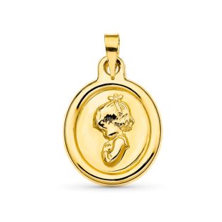 18K MEDALLA ORO AMARILLO VIRGEN NIÑA 22X16 MM