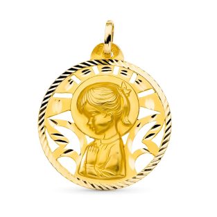 18K MEDALLA ORO AMARILLO VIRGEN NIÑA 26 MM
