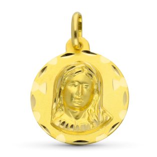 18K MEDALLA ORO AMARILLO VIRGEN NIÑA TALLADA 18 MM