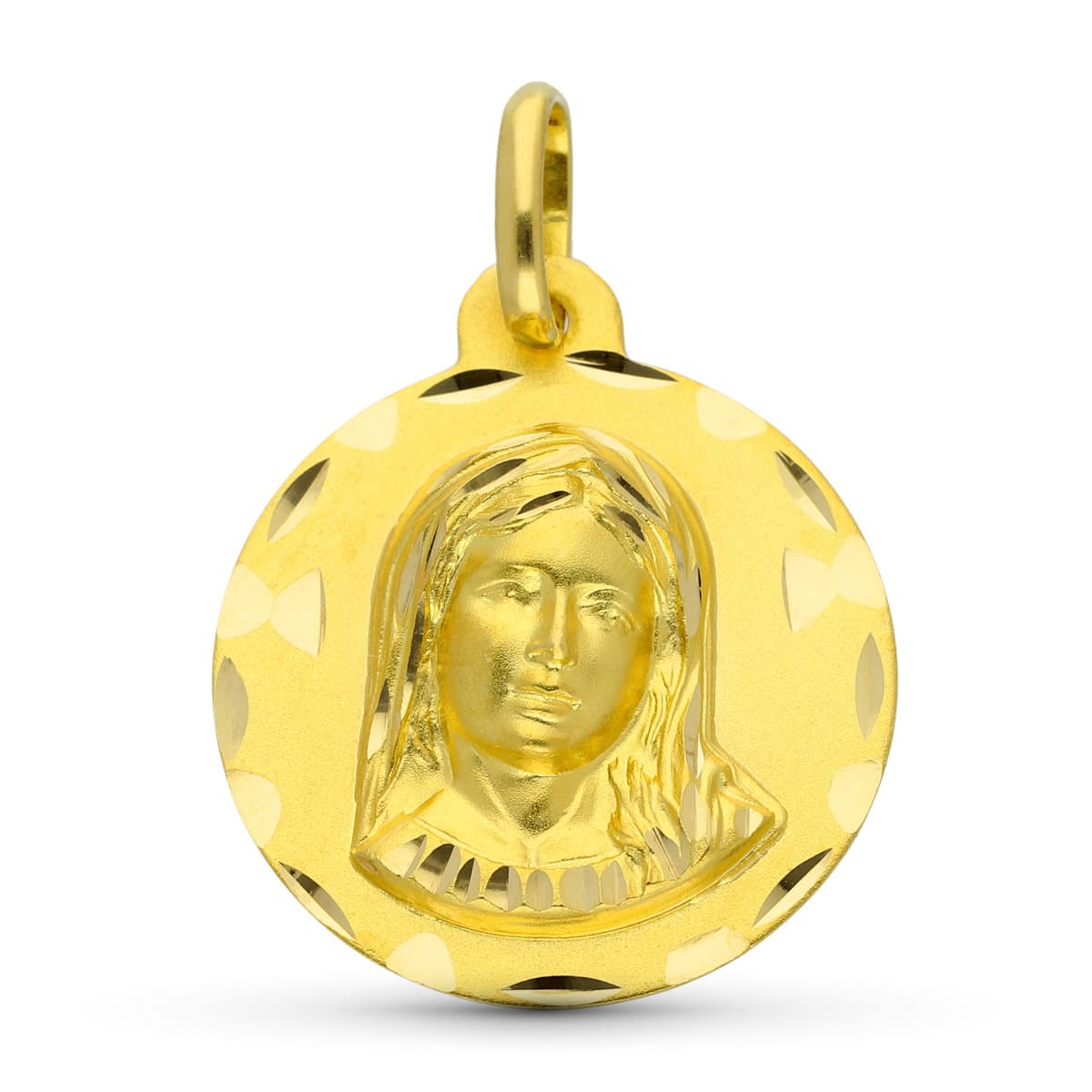 18K MEDALLA ORO AMARILLO VIRGEN NIÑA TALLADA 18 MM