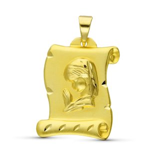 18K PERGAMINO ORO AMARILLO VIRGEN NIÑA 28X20 MM