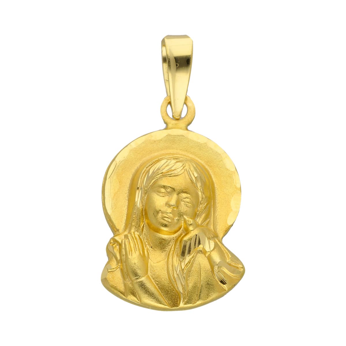 18K SILUETA ORO AMARILLO VIRGEN NIÑA 19X12 MM