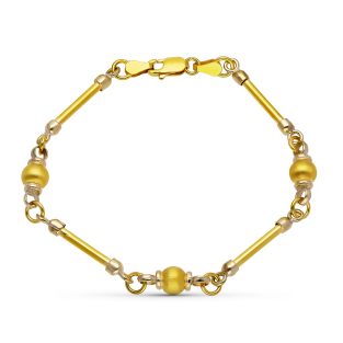 18K PULSERA ORO AMARILLO BARRA Y BOLAS