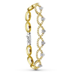 18K PULSERA ORO BICOLOR CIRCONITAS FLORES