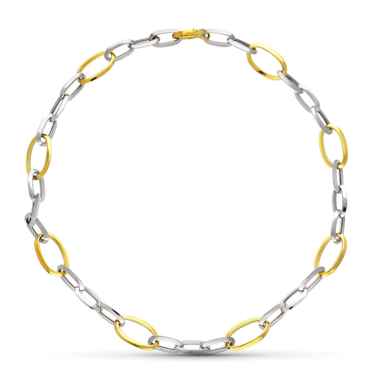 18K GARGANTILA ORO BICOLOR COLLAR ESLABONES HUECOS 43CM