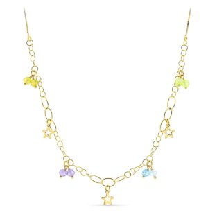 18K GARGANTILLA ORO AMARILLO PIEDRAS COLOR