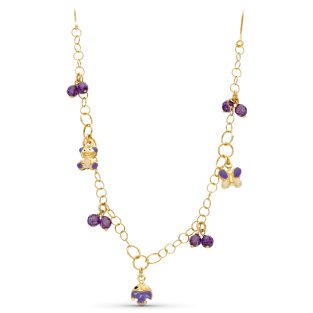 18K GARGANTILLA ORO AMARILLO ESMALTE Y PIEDRAS