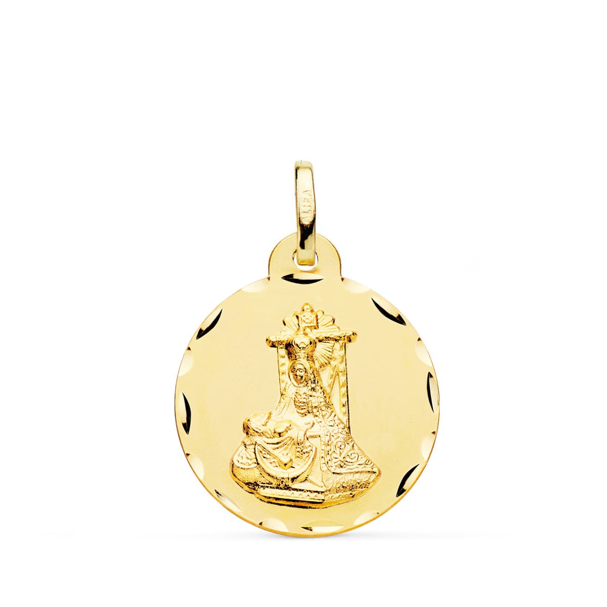 9K MEDALLA VIRGEN DE LAS ANGUSTIAS TALLADA 20 MM