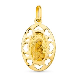 18K MEDALLA ORO AMARILLO ESMALTE 26X16 MM