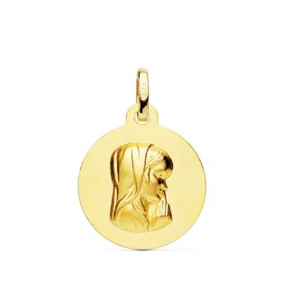 18K MEDALLA VIRGEN NIÑA MATIZADA 16 MM