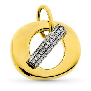 18K COLGANTE ORO BICOLOR HUECO REDONDO. 23X26 MM