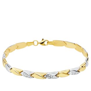 18K PULSERA BICOLOR ESTAMPACION 19 CM