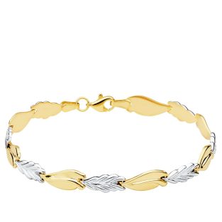 18K PULSERA BICOLOR ESTAMPACION 19 CM