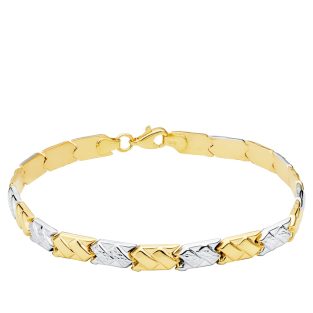18K PULSERA BICOLOR ESTAMPACION 19 CM