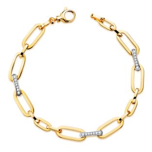 18K PULSERA ORO BICOLOR CON ESLABONES Y CIRCONITAS ANCHO: 6,5 MM. LARGO: 19,5 CM.