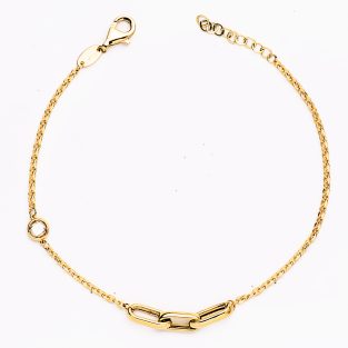 18K PULSERA ORO AMARILLO CON TRES ESLABONES Y CIRCONITA. LARGO: 19 CM