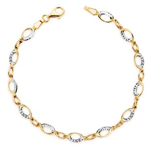18K PULSERA ORO BICOLOR CON CHAPITAS OVALES TALLADAS ANCHO: 5 MM. LARGO: 19 CM