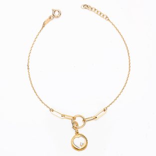 18K PULSERA ORO AMARILLO ESLABON Y CADENA FORZADA MOTIVO CORAZON. LARGO: 19CM