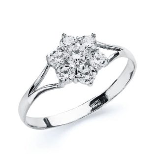 18K SORTIJA ORO BLANCO CUAJO 7 CIRCONITAS ORO BLANCO