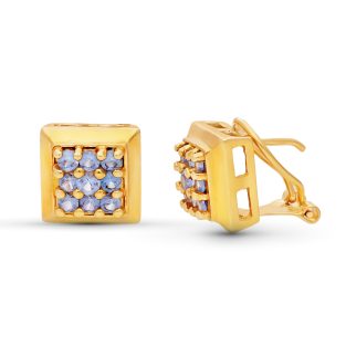 18K PENDIENTES ORO AMARILLO CIRCONITAS 10X10 MM