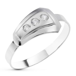 18K SORTIJA ORO BLANCO MATE Y BRILLO CON CIRCONITA