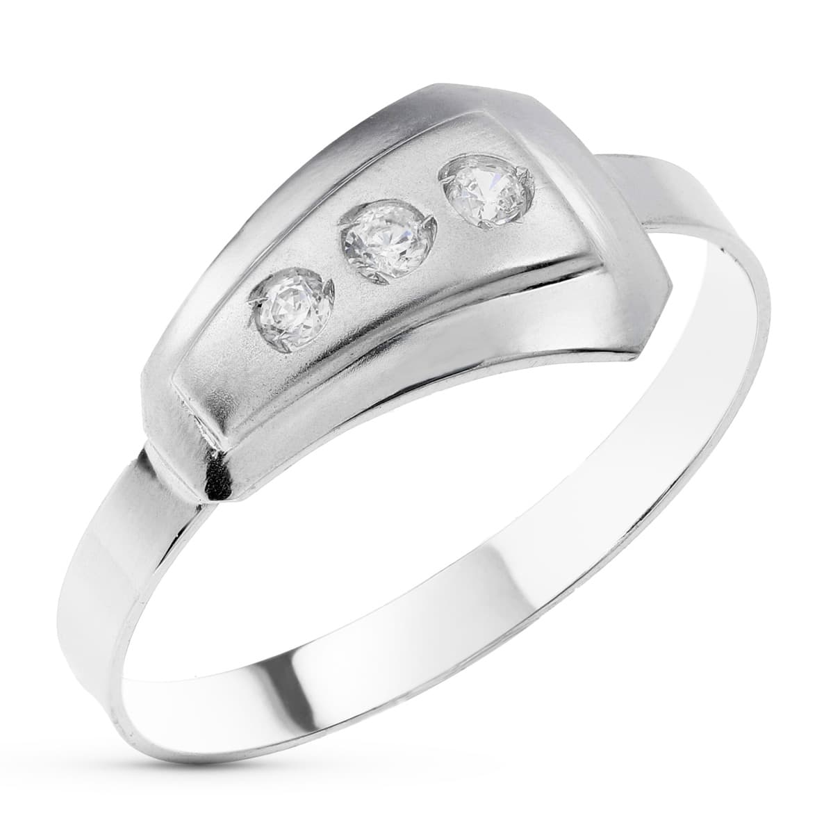 18K SORTIJA ORO BLANCO MATE Y BRILLO CON CIRCONITA