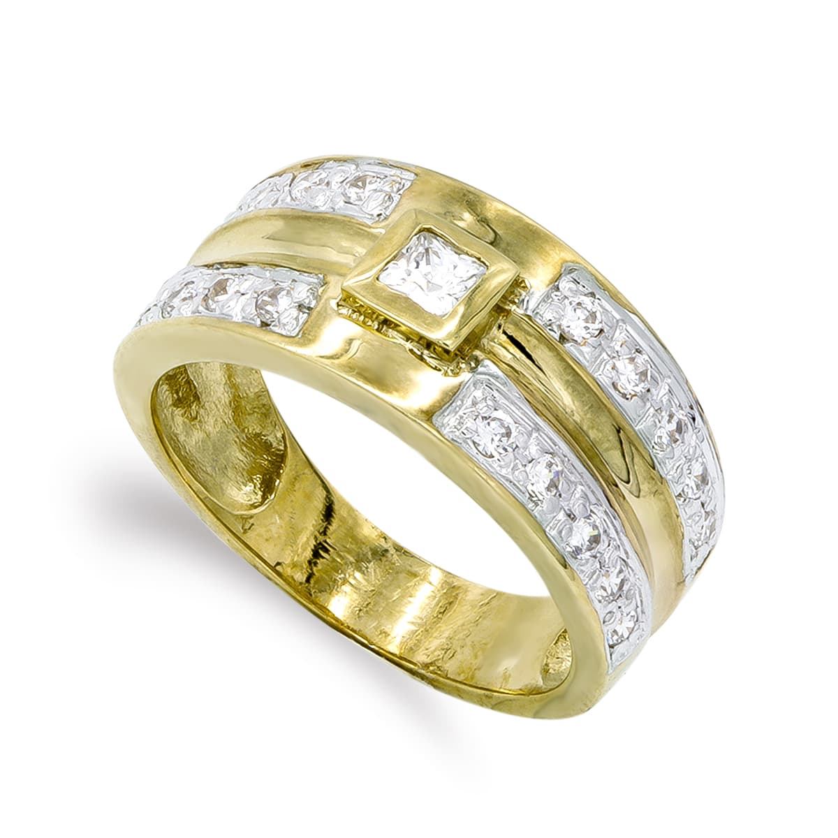 18K SORTIJA ORO AMARILLO Y CIRCONITAS