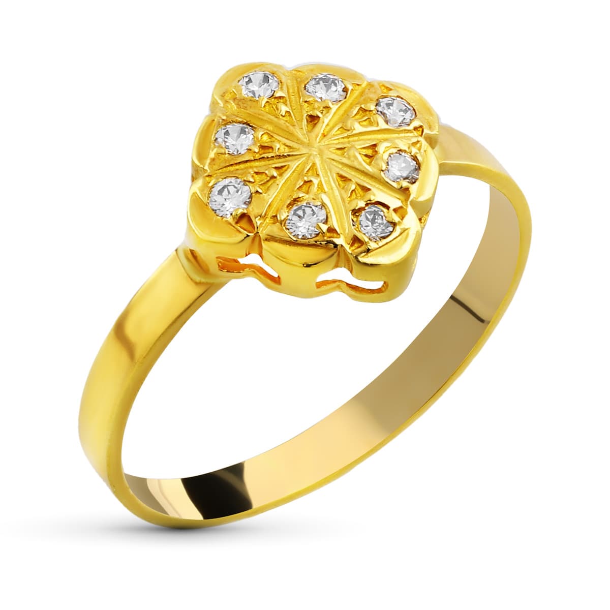 18K SORTIJA ORO AMARILLO CIRCONITAS 9 MM