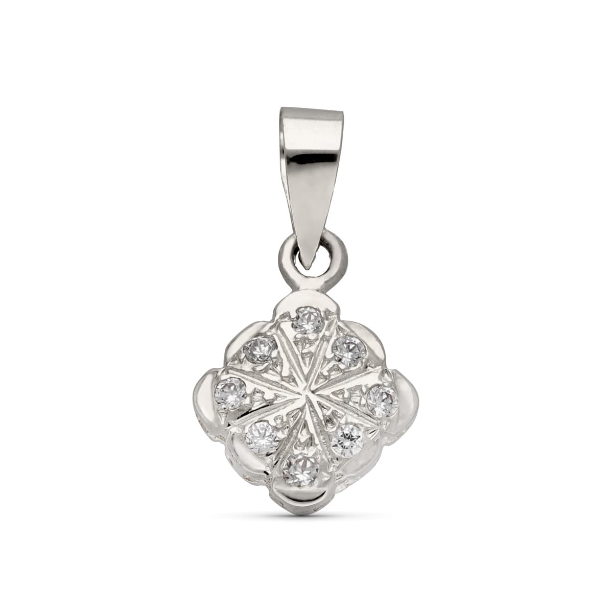 18K COLGANTE ORO BLANCO ROMBO CIRCONITAS